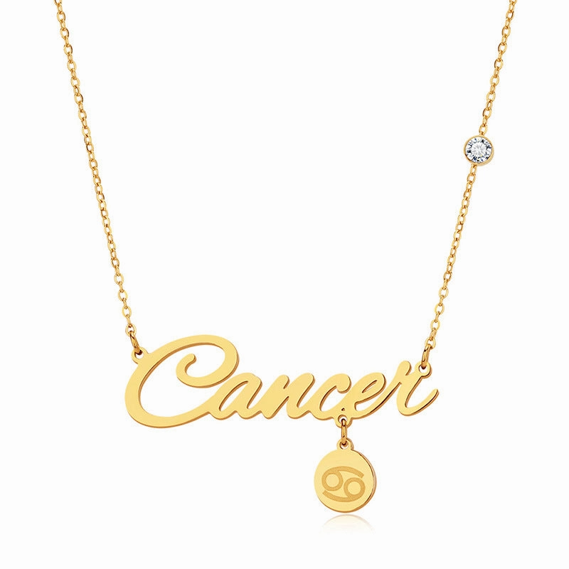 Wholesale English Letter Diamond Zodiac Necklace