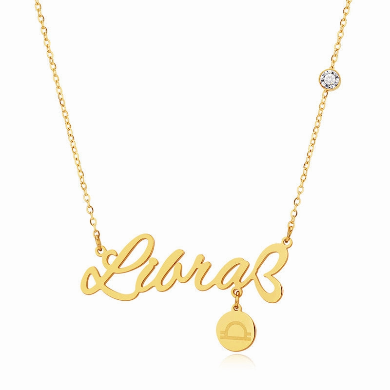 Wholesale English Letter Diamond Zodiac Necklace