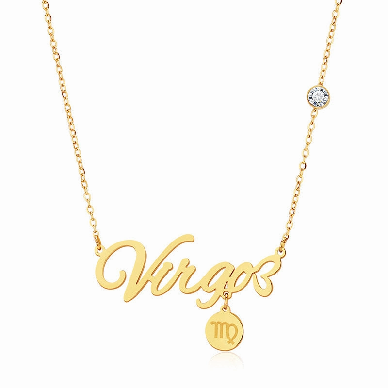 Wholesale English Letter Diamond Zodiac Necklace