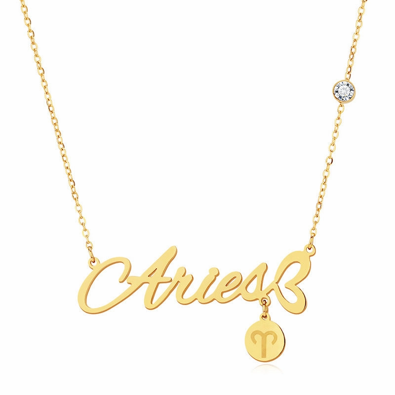 Wholesale English Letter Diamond Zodiac Necklace