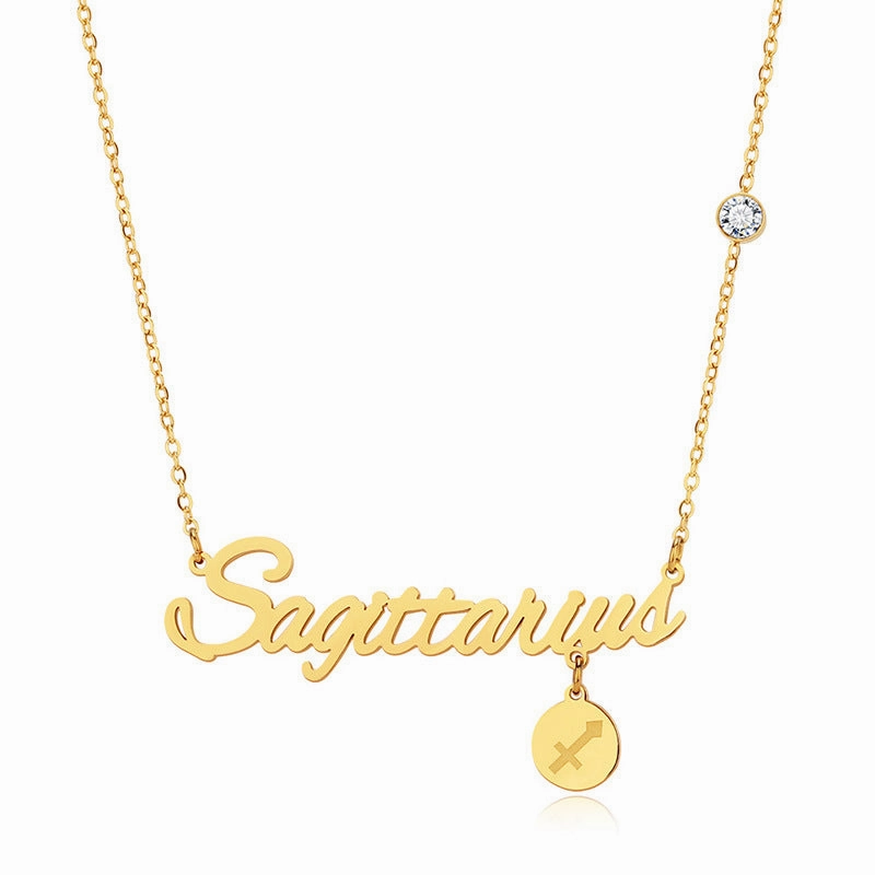 Wholesale English Letter Diamond Zodiac Necklace