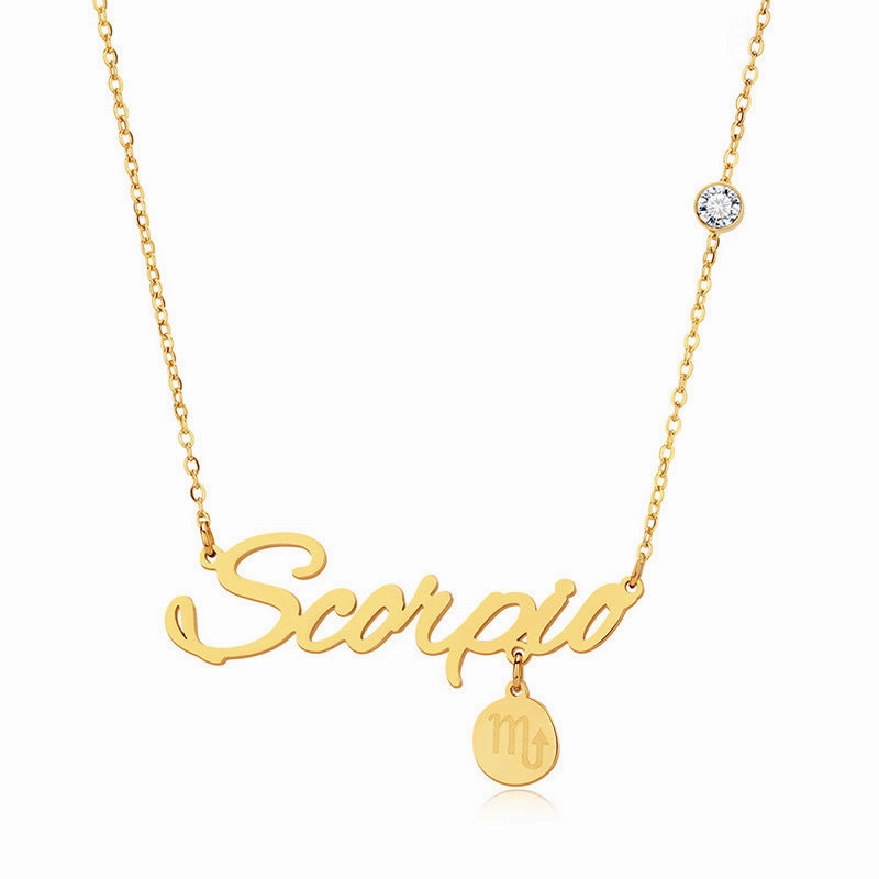 Wholesale English Letter Diamond Zodiac Necklace