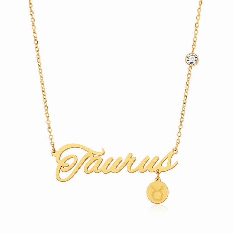 Wholesale English Letter Diamond Zodiac Necklace