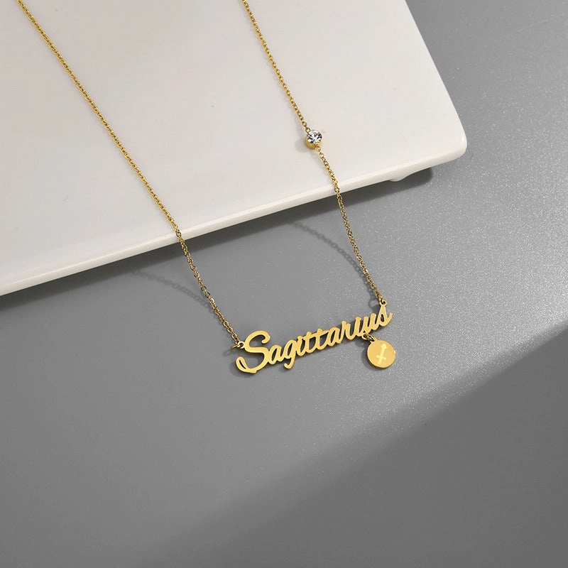 Wholesale English Letter Diamond Zodiac Necklace