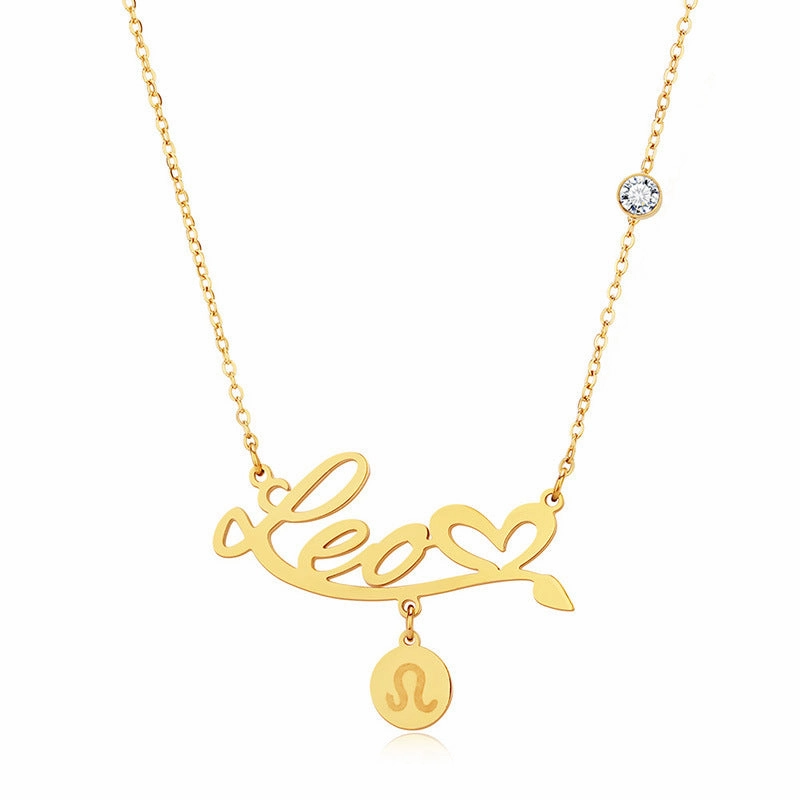 Wholesale English Letter Diamond Zodiac Necklace