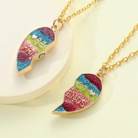 Wholesale Engraved Magnetic Gradually Changing Color Heart Necklaces