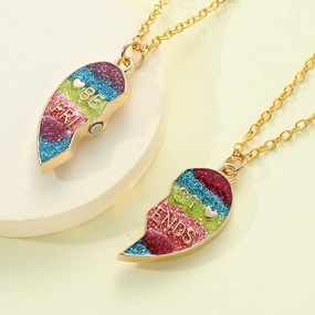 Wholesale Engraved Magnetic Gradually Changing Color Heart Necklaces