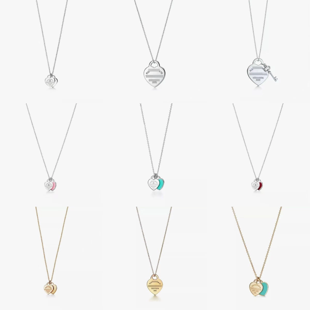 Wholesale Epoxy diamond gold-plated heart clavicle necklace