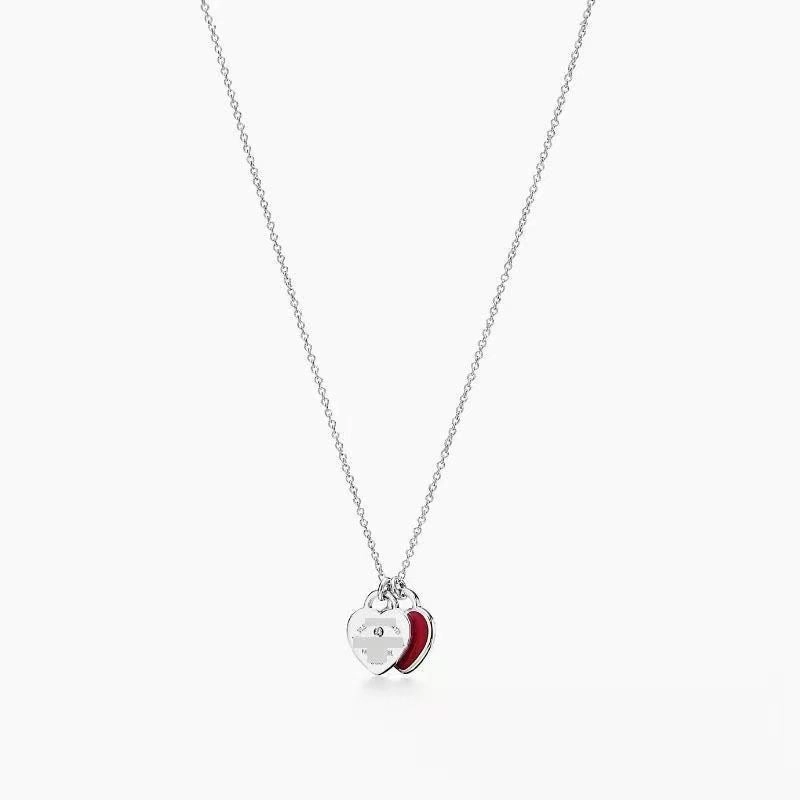 Wholesale Epoxy diamond gold-plated heart clavicle necklace