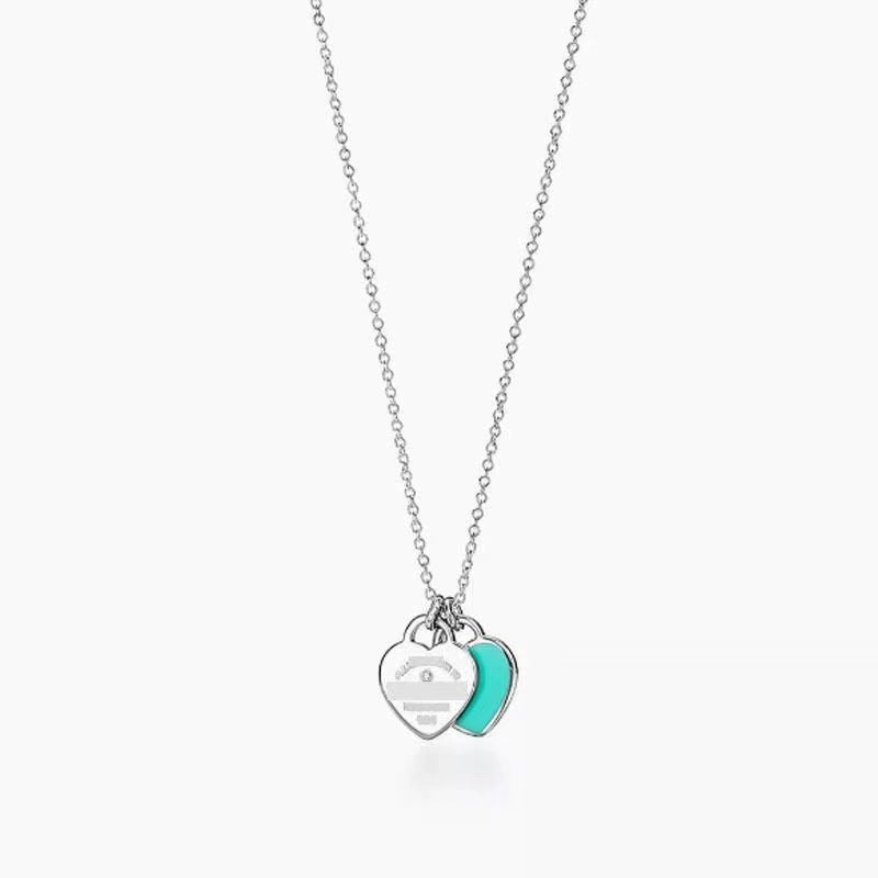 Wholesale Epoxy diamond gold-plated heart clavicle necklace