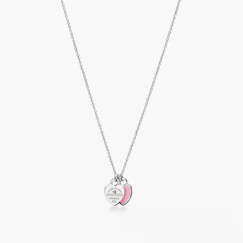 Wholesale Epoxy diamond gold-plated heart clavicle necklace