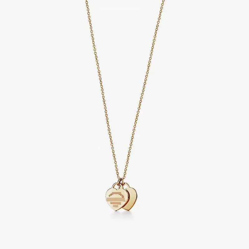 Wholesale Epoxy diamond gold-plated heart clavicle necklace