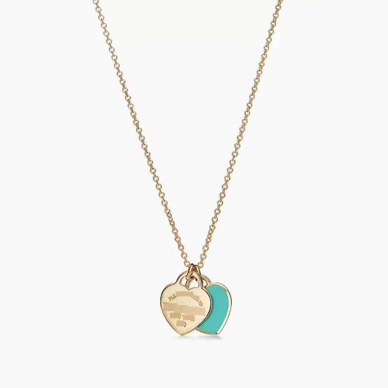 Wholesale Epoxy diamond gold-plated heart clavicle necklace