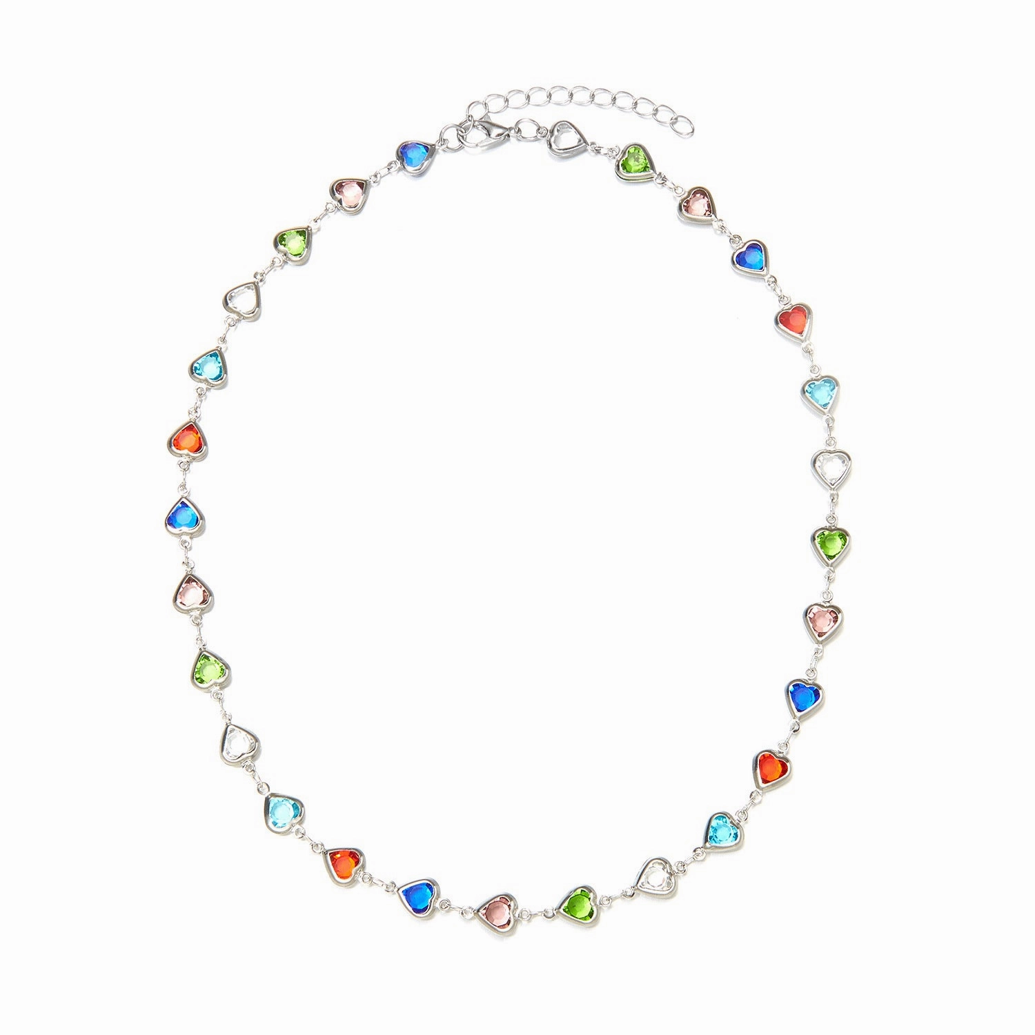 Wholesale Ethnic Heart Heart Glass Diamond Beaded Alloy Necklace