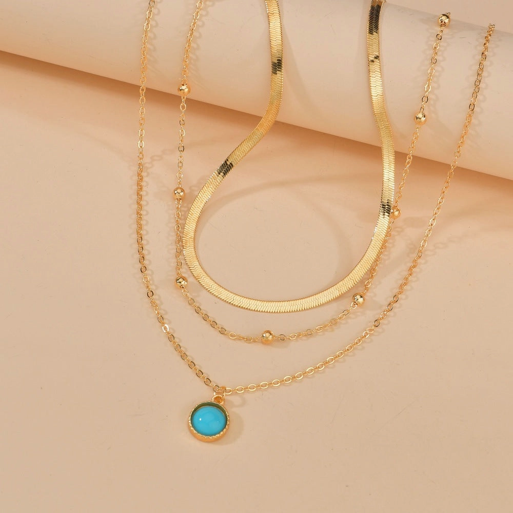 Wholesale Ethnic Style Circular Resin Accessory Pendant Necklace