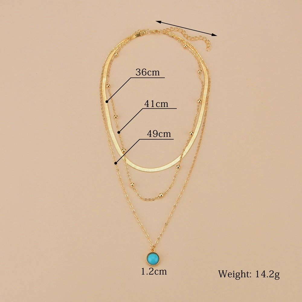 Wholesale Ethnic Style Circular Resin Accessory Pendant Necklace