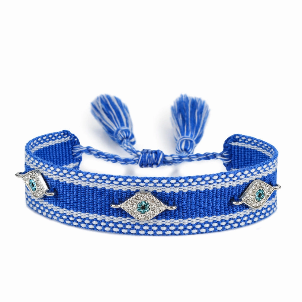 Wholesale Ethnic Style Devil's Eye Braided Tassel Bracelet