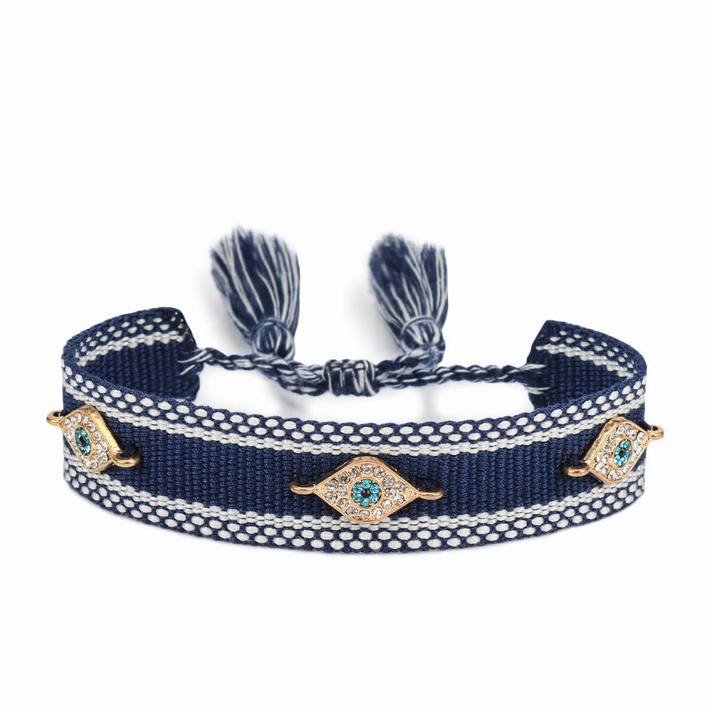 Wholesale Ethnic Style Devil's Eye Braided Tassel Bracelet