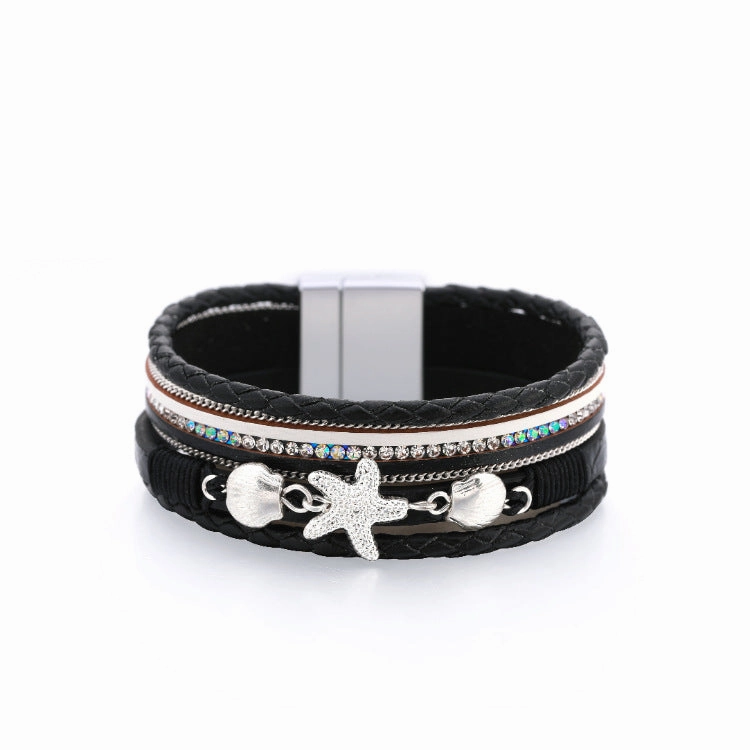 Wholesale Ethnic Style Holiday Style Small Starfish Inlaid with Colorful Diamond Bracelets