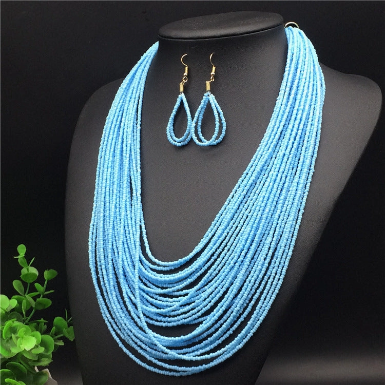 Wholesale Ethnic Style Long Acrylic Beads Earrings Necklace