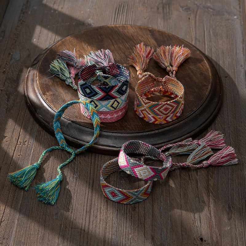 Wholesale Ethnic Style Retro Contrast Color Fabric Bracelet