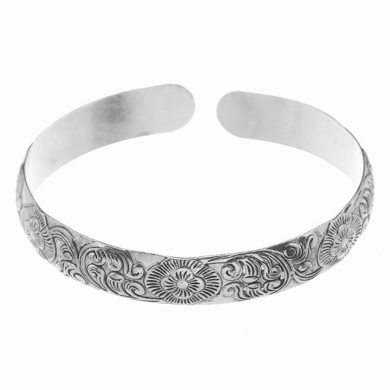 Wholesale  ethnic style retro court Chinese carved ancient silver bracelet personality exotic bracelet
