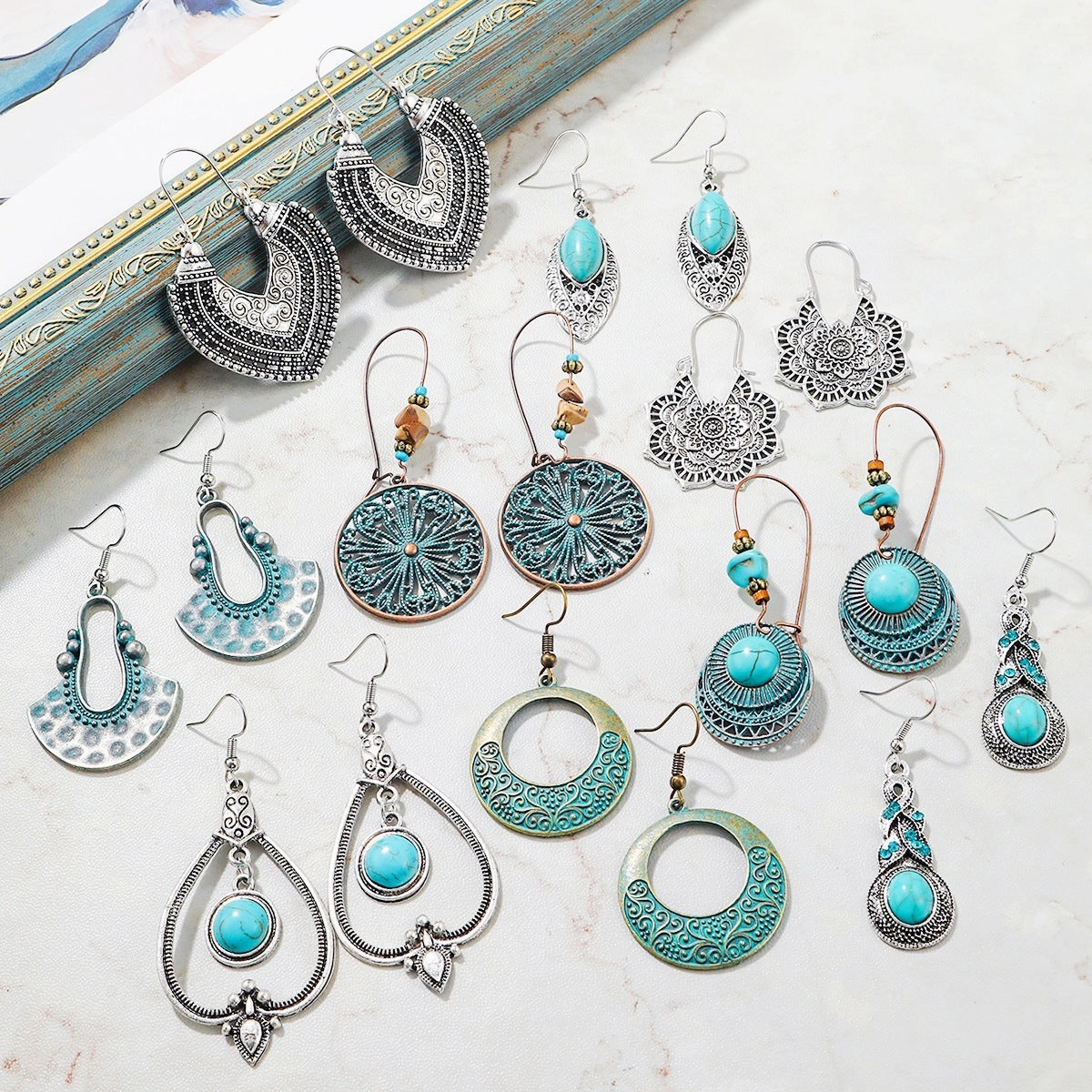 Wholesale Ethnic Turquoise Bohemian Vintage Earrings