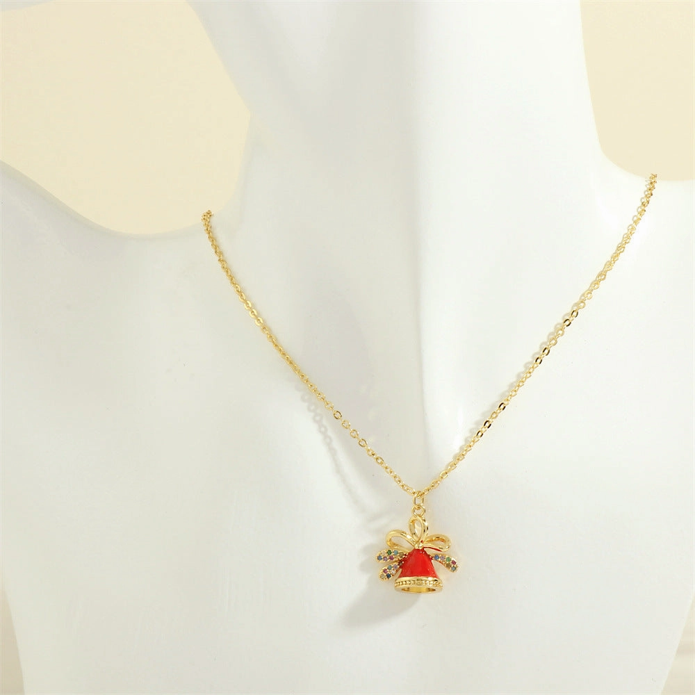 Wholesale European and American Christmas Series Micro-Inlaid Oil Drop Pendant Necklace