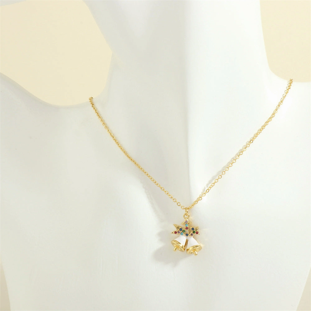 Wholesale European and American Christmas Series Micro-Inlaid Oil Drop Pendant Necklace