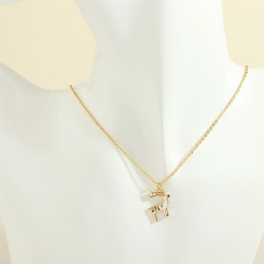 Wholesale European and American Christmas Series Micro-Inlaid Oil Drop Pendant Necklace