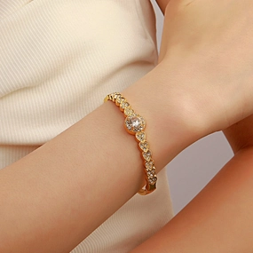 Wholesale European and American Metal Diamond Bracelets Retro Full of Diamond Hearts