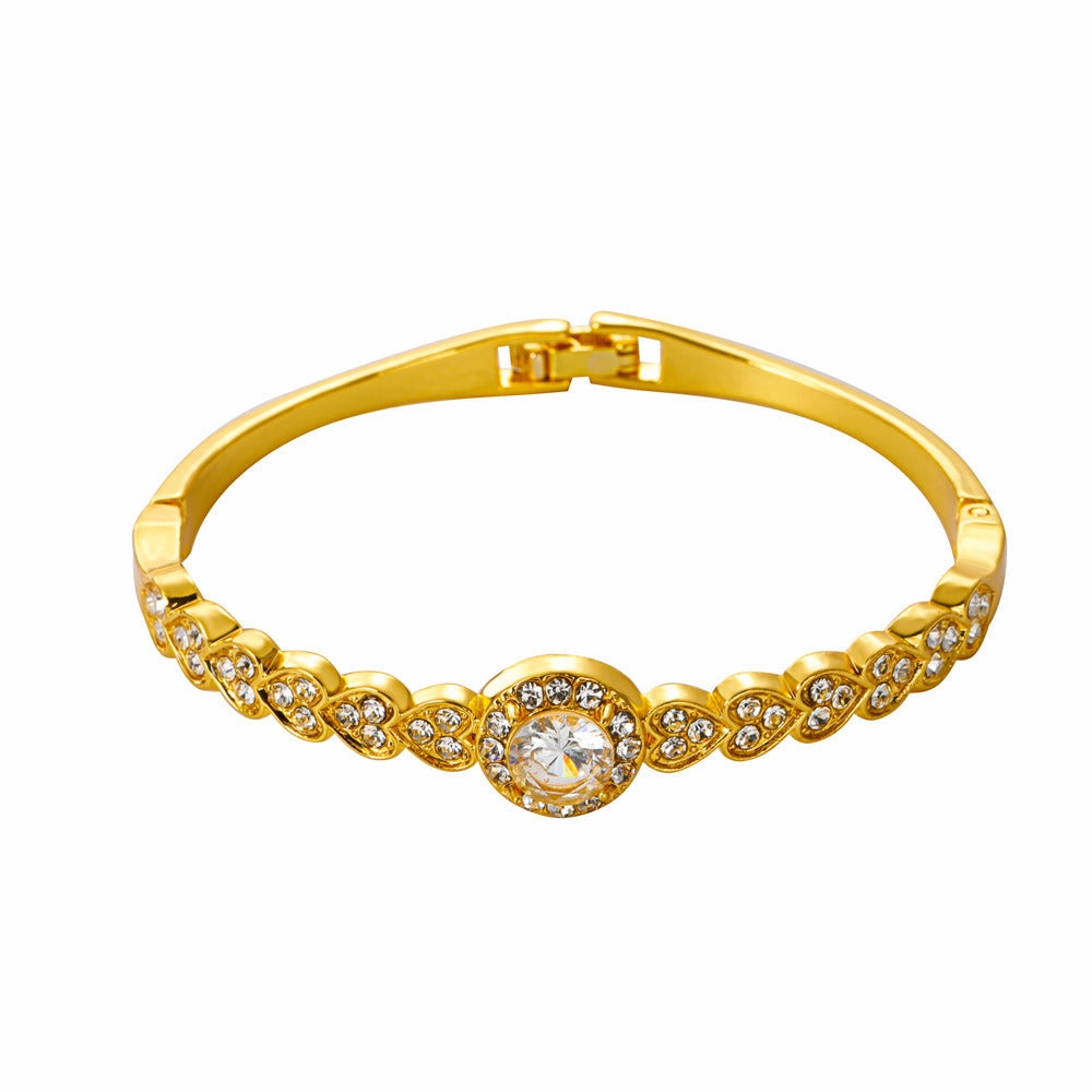 Wholesale European and American Metal Diamond Bracelets Retro Full of Diamond Hearts