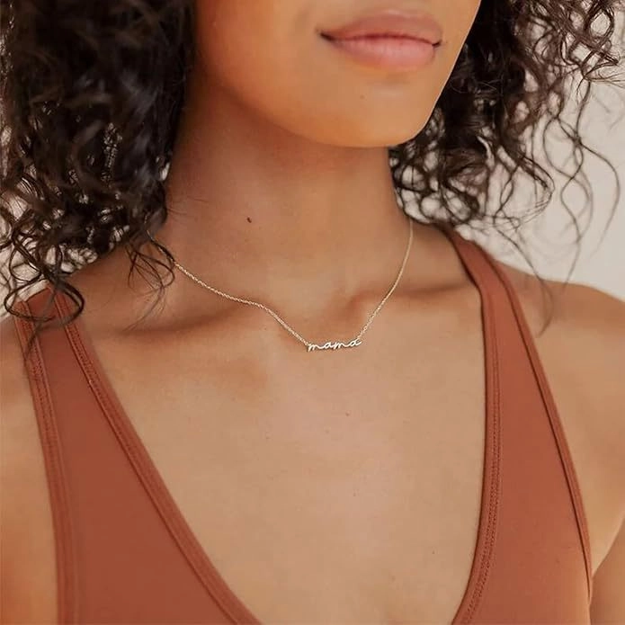 Wholesale European and American niche simple English letter mama clavicle chain necklace