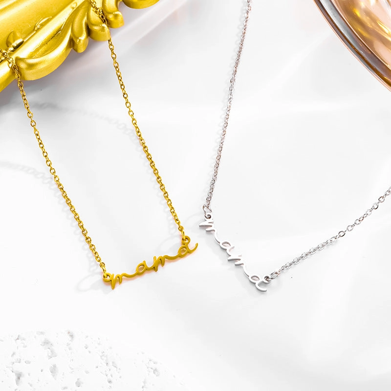 Wholesale European and American niche simple English letter mama clavicle chain necklace