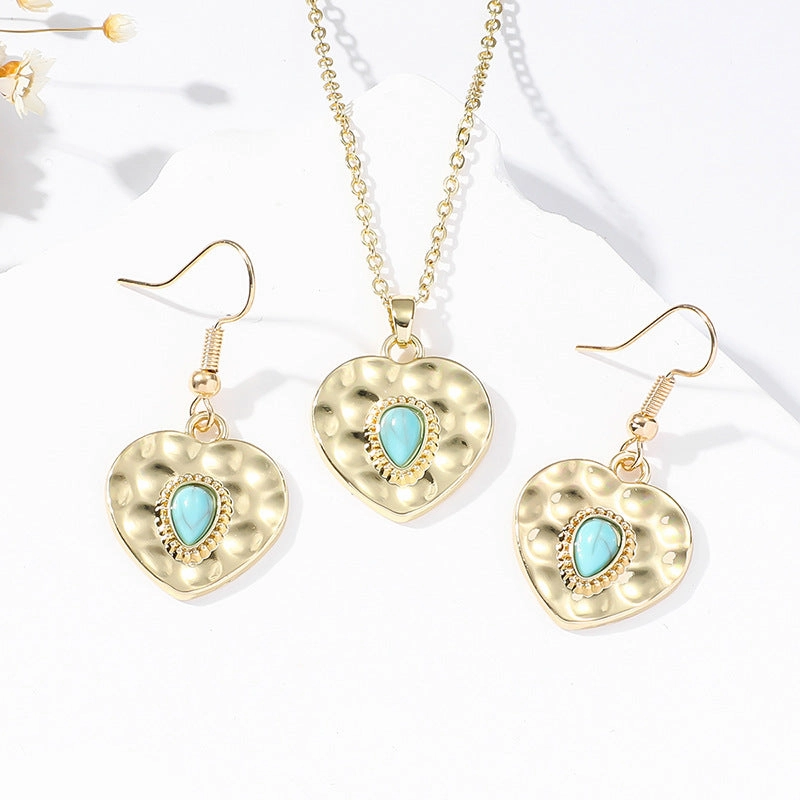 Wholesale Evil Eye Pendant Fashionable and Versatile Love Turquoise Earrings Necklace