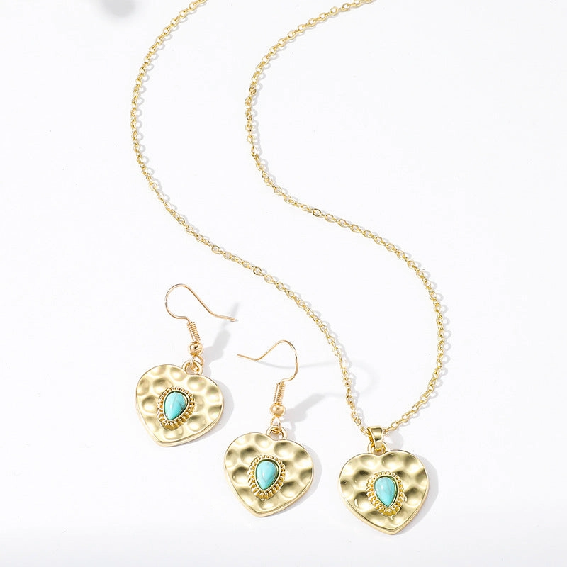 Wholesale Evil Eye Pendant Fashionable and Versatile Love Turquoise Earrings Necklace