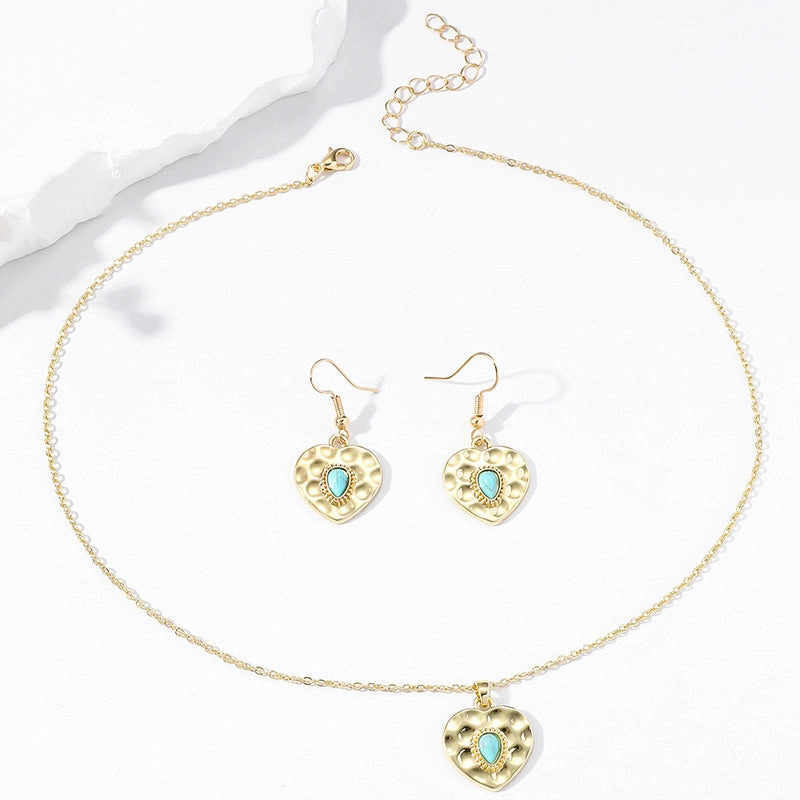 Wholesale Evil Eye Pendant Fashionable and Versatile Love Turquoise Earrings Necklace