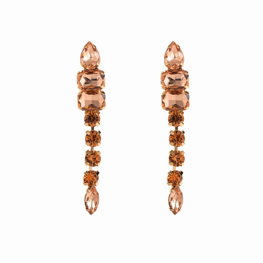 Wholesale Exaggerated Alloy Diamond Multi-layered Geometric Glass Diamond Long Earrings