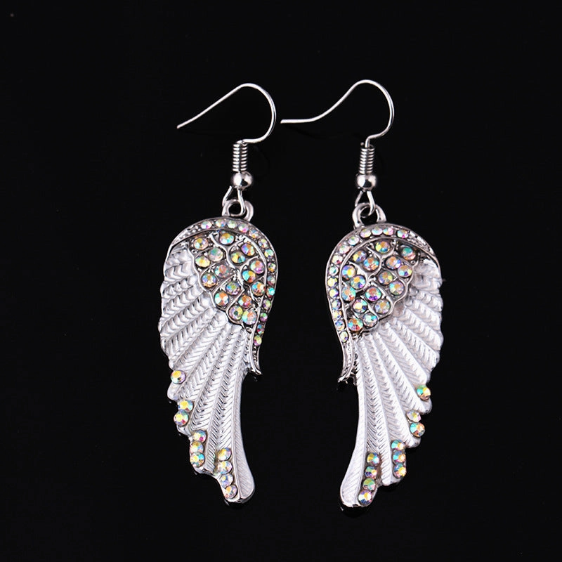 Wholesale Exaggerated Angel Wing Diamond Cross Necklace