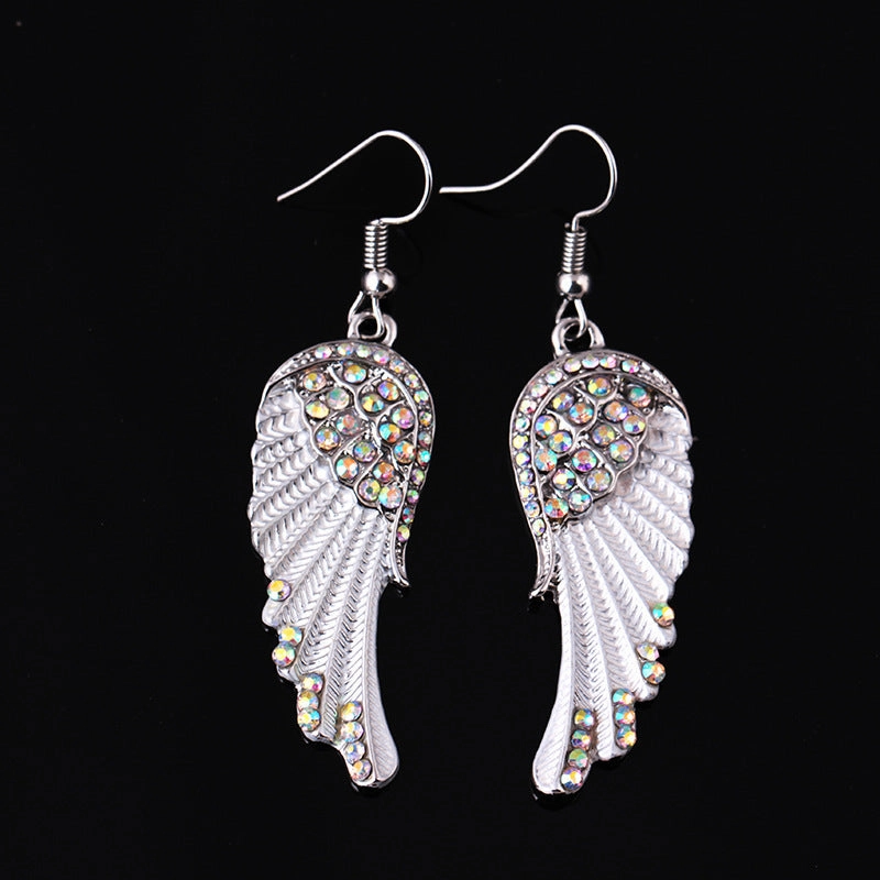 Wholesale Exaggerated Angel Wing Diamond Cross Necklace