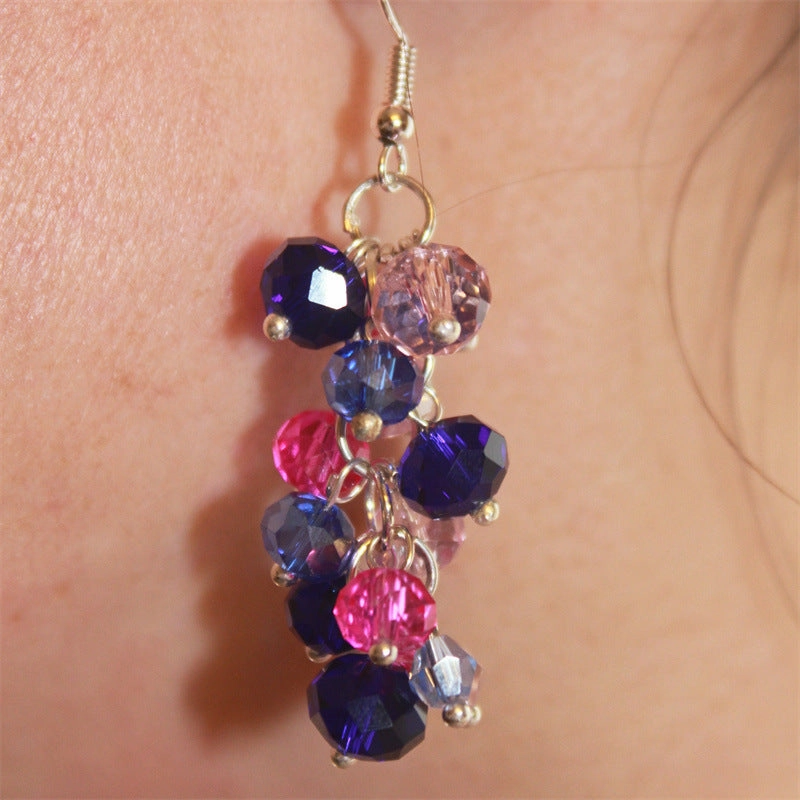 Wholesale Exaggerated Beaded Long Simple Stained Glass Temperament Earrings