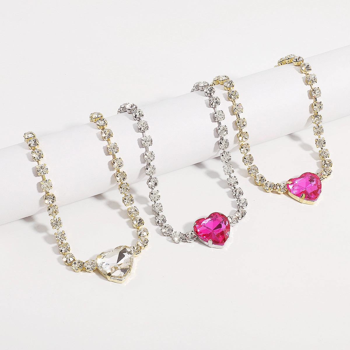 Wholesale Exaggerated Creative Glass Diamond Heart Pendant Necklace