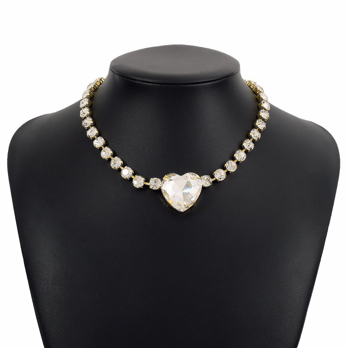 Wholesale Exaggerated Creative Glass Diamond Heart Pendant Necklace