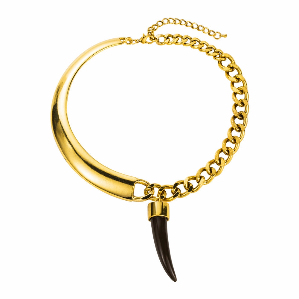 Wholesale Exaggerated Design Asymmetrical Hip-hop Horn Shape Chunky Chain Clavicle Necklace