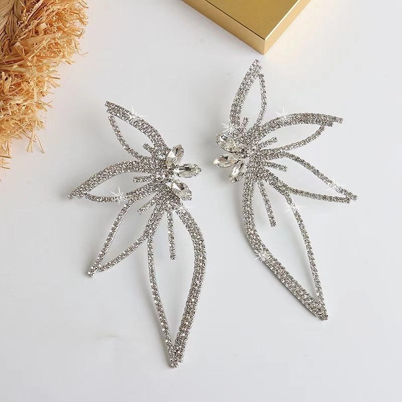 Wholesale Exaggerated Diamond Large Butterfly Earrings