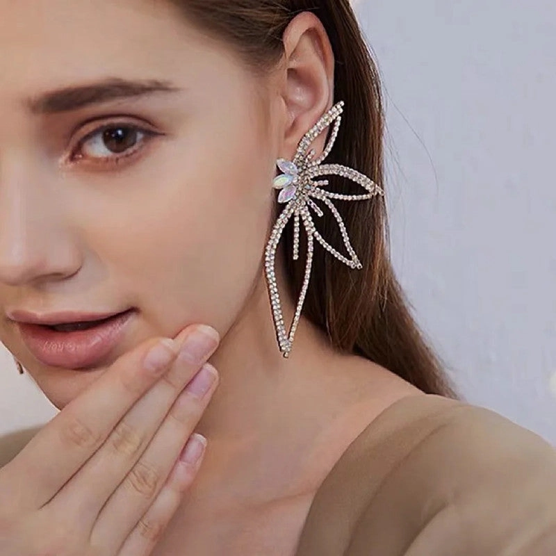 Wholesale Exaggerated Diamond Large Butterfly Earrings
