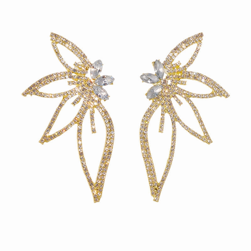 Wholesale Exaggerated Diamond Large Butterfly Earrings