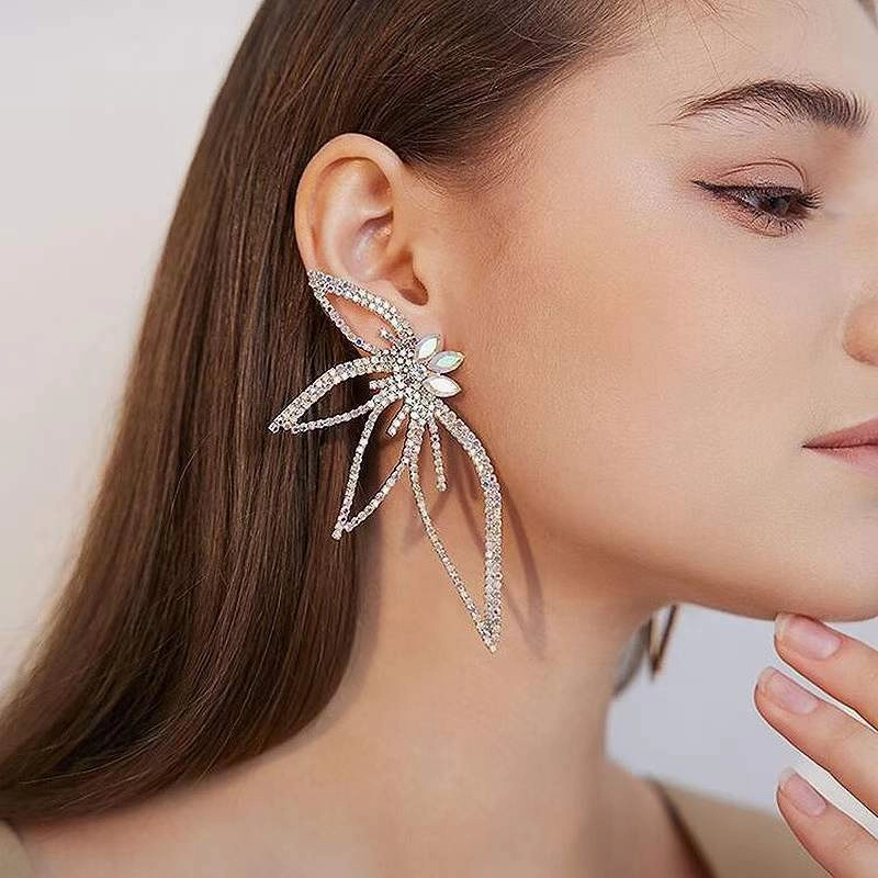 Wholesale Exaggerated Diamond Large Butterfly Earrings