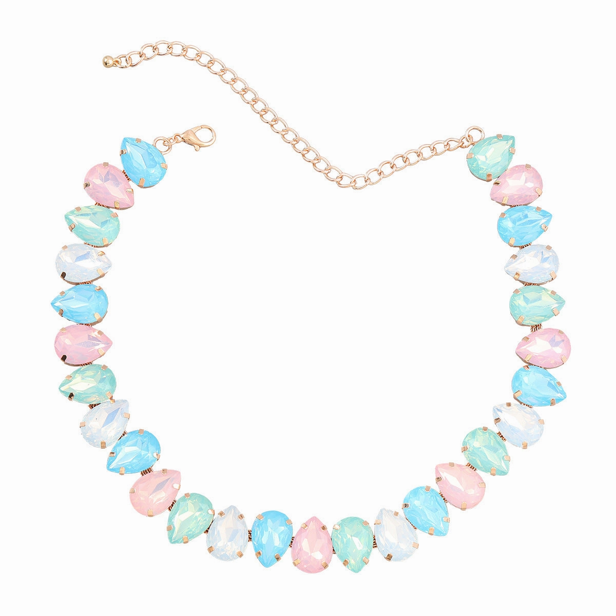 Wholesale Exaggerated Drop-shaped Glass Diamond Necklace