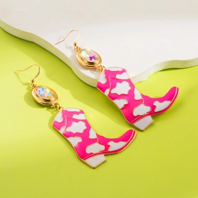 Wholesale Exaggerated earrings cowboy boots oil drip diamond multi-layer earrings